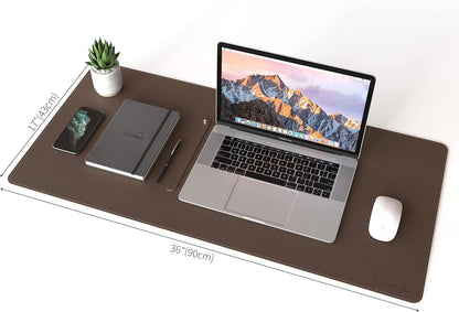 RENMTURE Dual-Sided Mouse Pad, Natural Cork & PU Leather Large Desk Pad for Office and Home Work, Desk Protector Non-Slip, Waterproof, Easy Clean (Olive Green, 32"x16")