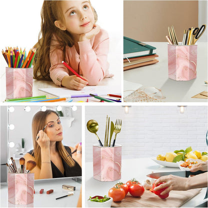 Pen Holder, Pencil Holder for Desk, Marble Desk Organizer Cute, Durable Ceramic Pencil Cup, Decorative Makeup Brush Holder Cup, Stationery Holder for Office, Home, Gray Marble