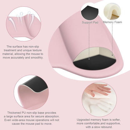 MOSISO Wrist Rest Support for Mouse Pad & Keyboard Set, Ergonomic Mousepad Non-Slip Base Home/Office Pain Relief & Easy Typing Cushion with Neoprene Cloth & Raised Memory Foam, Black