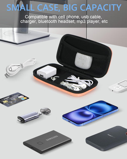 Portable Protection Hard EVA Case for External Battery, Cell Phone, GPS, Hard Drive, USB/Charging Cable, Small Carrying Bag Mesh Inner Pocket, Zipper Enclosure, Universal Travel Pouch Bag