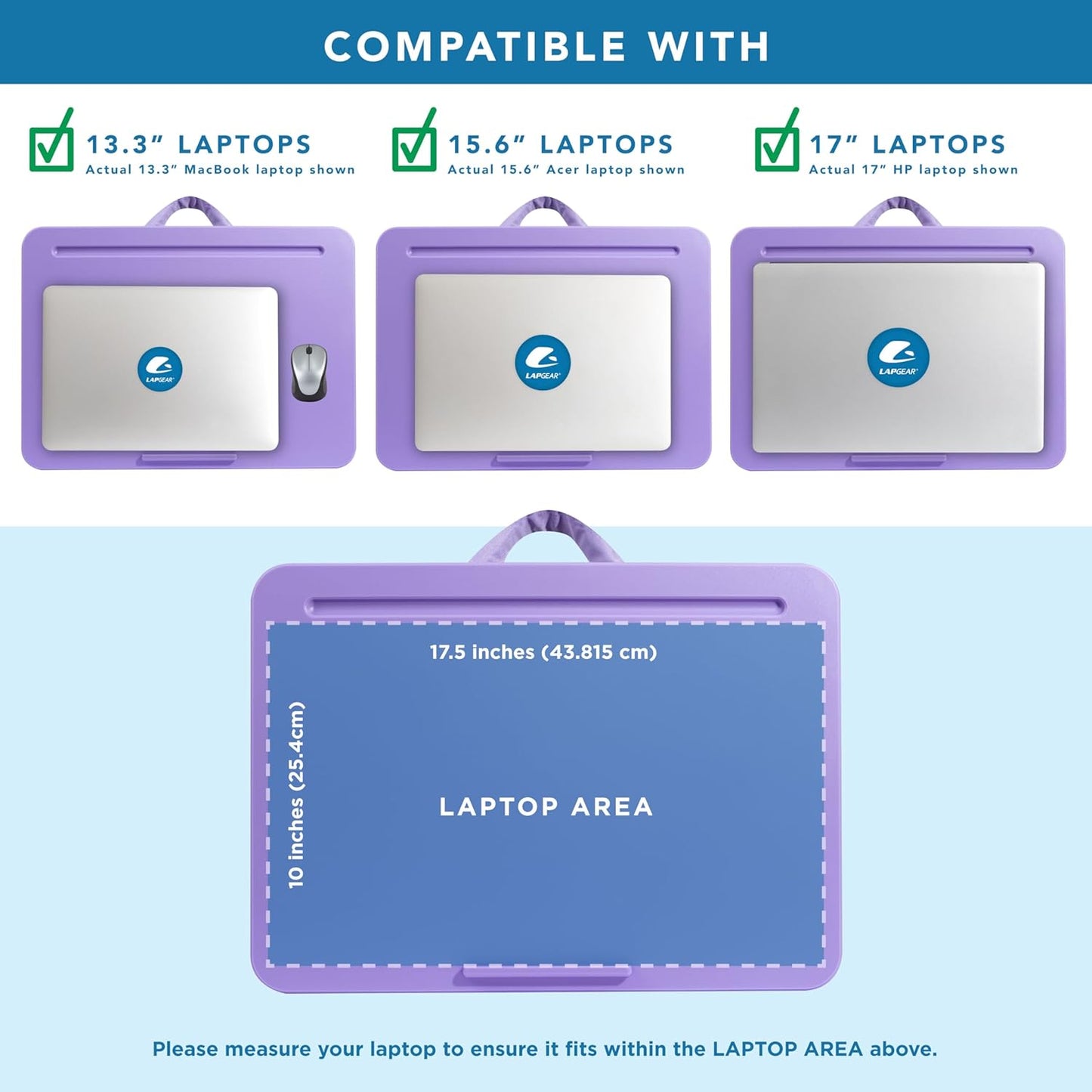 LAPGEAR Compact Lap Desk – Fits Up to 14″ Laptops – Charcoal – Style No. 43105