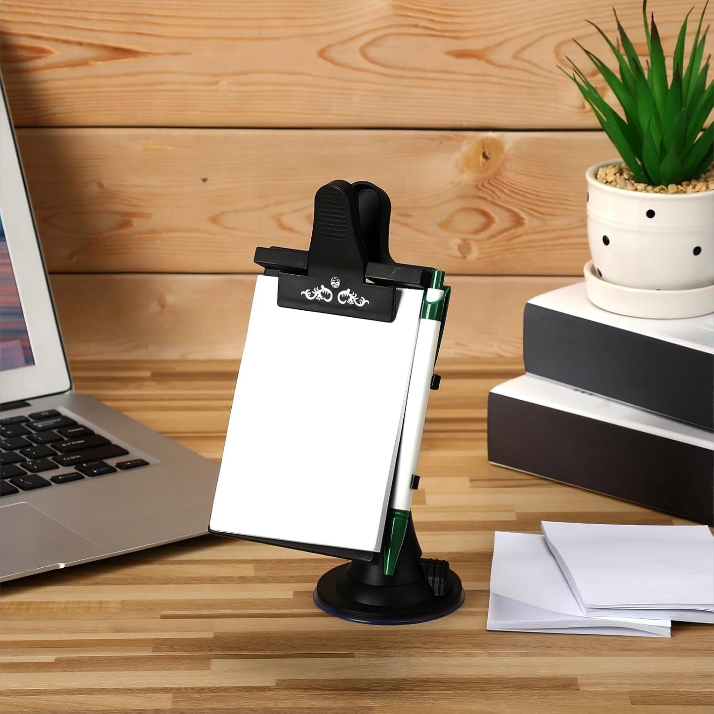 Harloon 2 Pcs Car Notepad Holder with Mount Car Memo Pad with Pen Pad Mount Clip Board Dashboard Clipboard Universal Suction Cup Message Flexible Neck Stationary Set for Home Office Kitchen Supplies