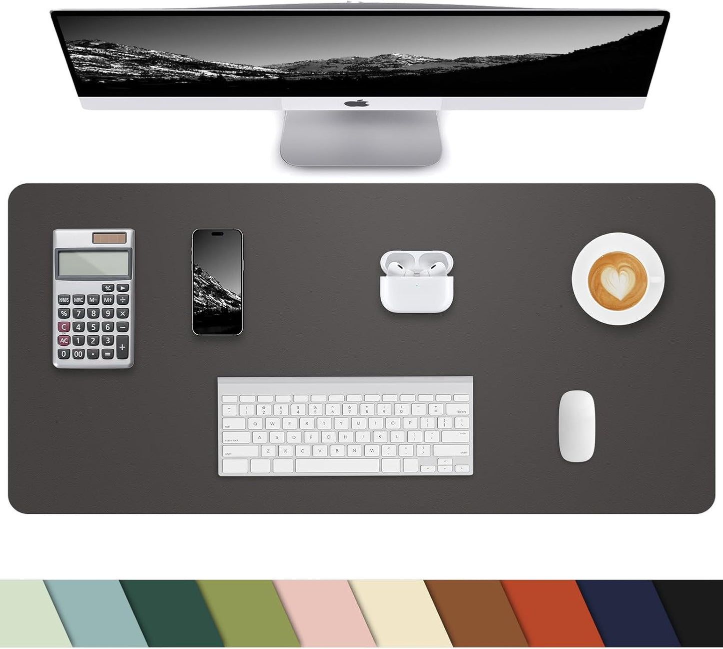 Leather Desk Pad Protector, Office Desk Mat, Large Mouse Pad, Non-Slip PU Leather Desk Blotter, Laptop Desk Pad Desk Accessories for Office and Home (Black, 40" x 17")