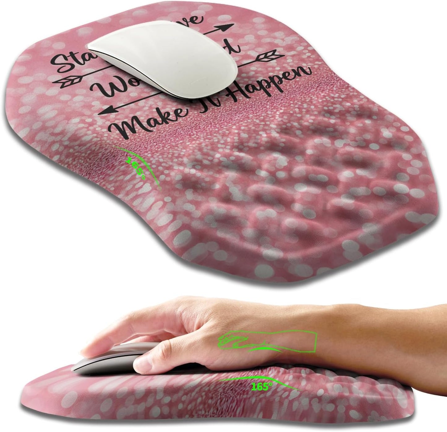 Ergonomic Slope Mouse Pad Wrist Support, Wrist Rest Mousepad for Carpal Tunnel Pain Relief with Massage Bulge and Slow Rebound Memory Foam (12x8 inch, Black)