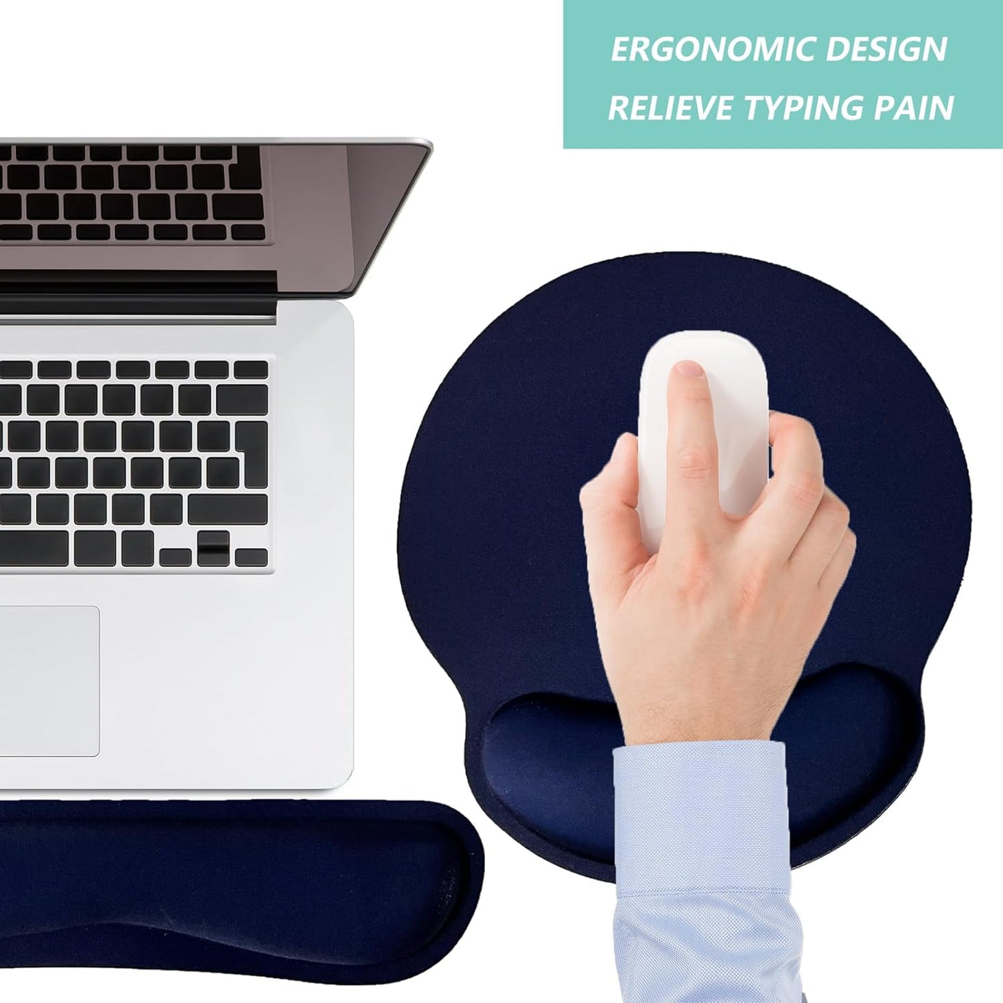 Keyboard Wrist Rest Pad Mouse Pad with Wrist Support Set of 3, Mousepad with Non-Slip Rubber Base, Ergonomic Memory Foam Mouse Wrist Cushion Support for Home Office Laptop Computer Gaming, Forest
