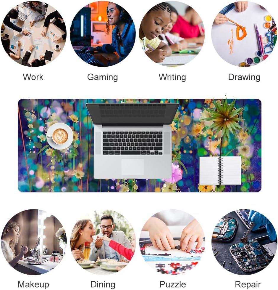 QIYI Large Mouse Pad, Cute Pink Desk Mat for Desktop, Women Girls PU Leather Desk Pad Waterproof Gaming Mousepad, Rose Gold Marble Computer Protector Writing Pad for School Office Home 31.5" x 15.7"