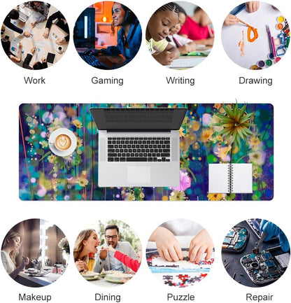 QIYI Large Mouse Pad, Cute Pink Desk Mat for Desktop, Women Girls PU Leather Desk Pad Waterproof Gaming Mousepad, Rose Gold Marble Computer Protector Writing Pad for School Office Home 31.5" x 15.7"