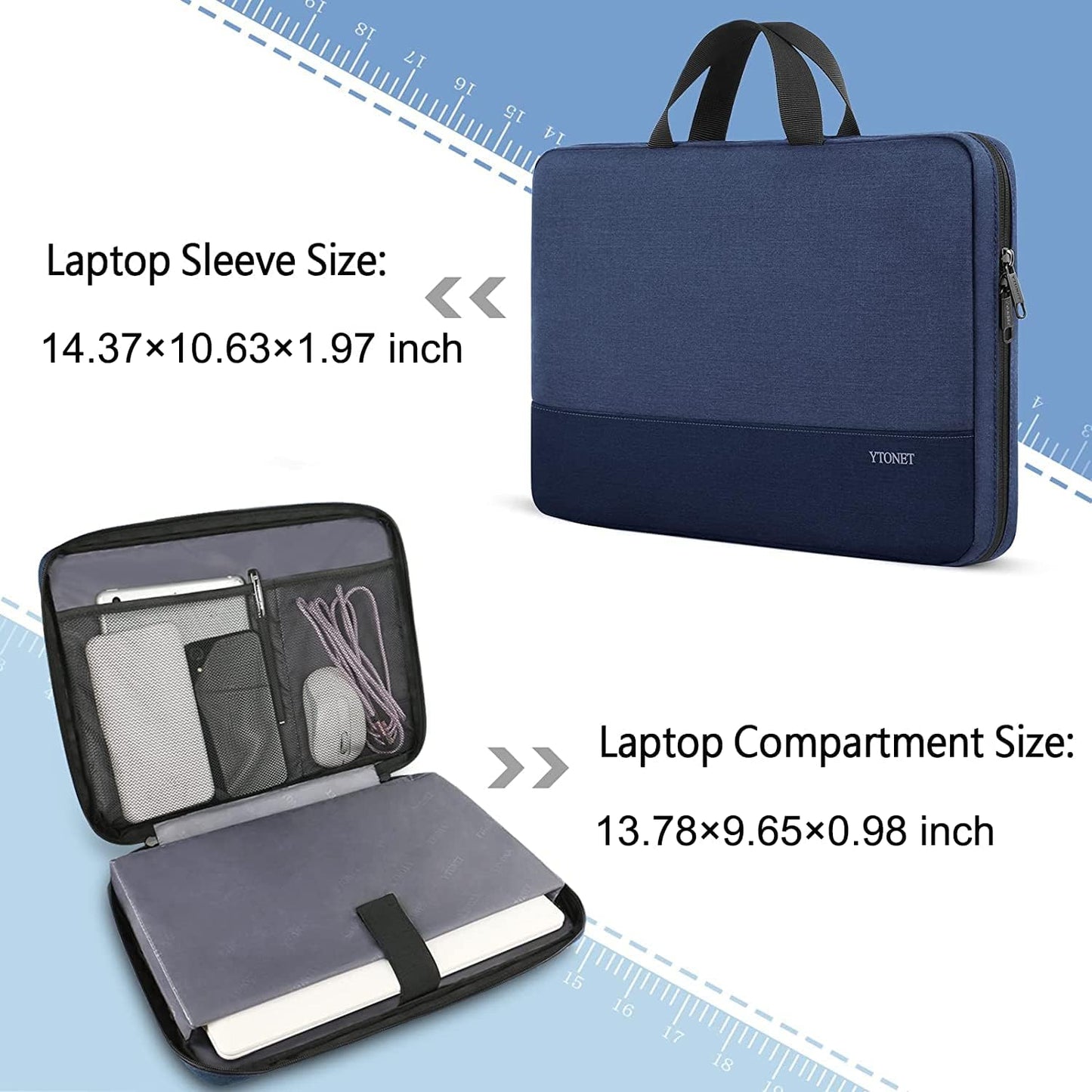 Ytonet Laptop Case, 15.6 inch TSA Laptop Sleeve Computer Bag Water Resistant Computer Case Carrying Cover Compatible for Lenovo, HP, Dell, Asus Notebook, Gifts for Men Women, Grey