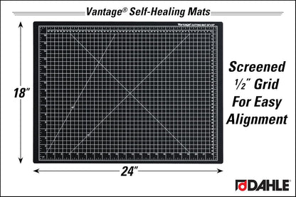 Dahle Vantage 10670 Premium Self-Healing Cutting Mat, 9"x12", 1/2" Grid, 5 Layers for Max Healing, Perfect for Crafts & Sewing, Black