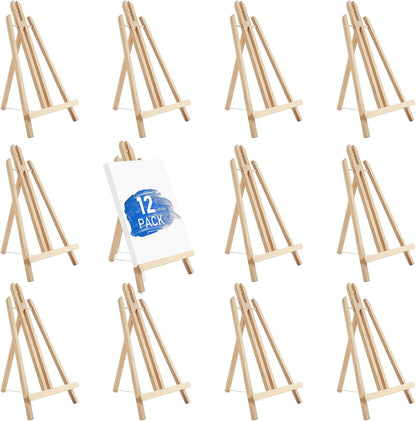 Falling in Art 16 Inch Wood Easel Stand, Tabletop Display Stand A-Frame Artist Easel for Painting Canvas, Portable Photo, Picture and Sign Holder (4 Pack)