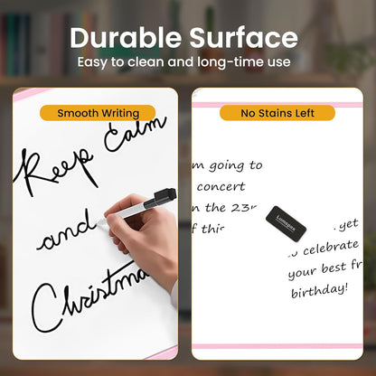 Small Dry Erase Board for Wall, 16" x 12" Double-Sided Hanging Whiteboard, Magnetic White Board with 4 Markers, 4 Magnets and 3 Mini Sticky Notes, Portable Whiteboard for Kids, School, Home, Office