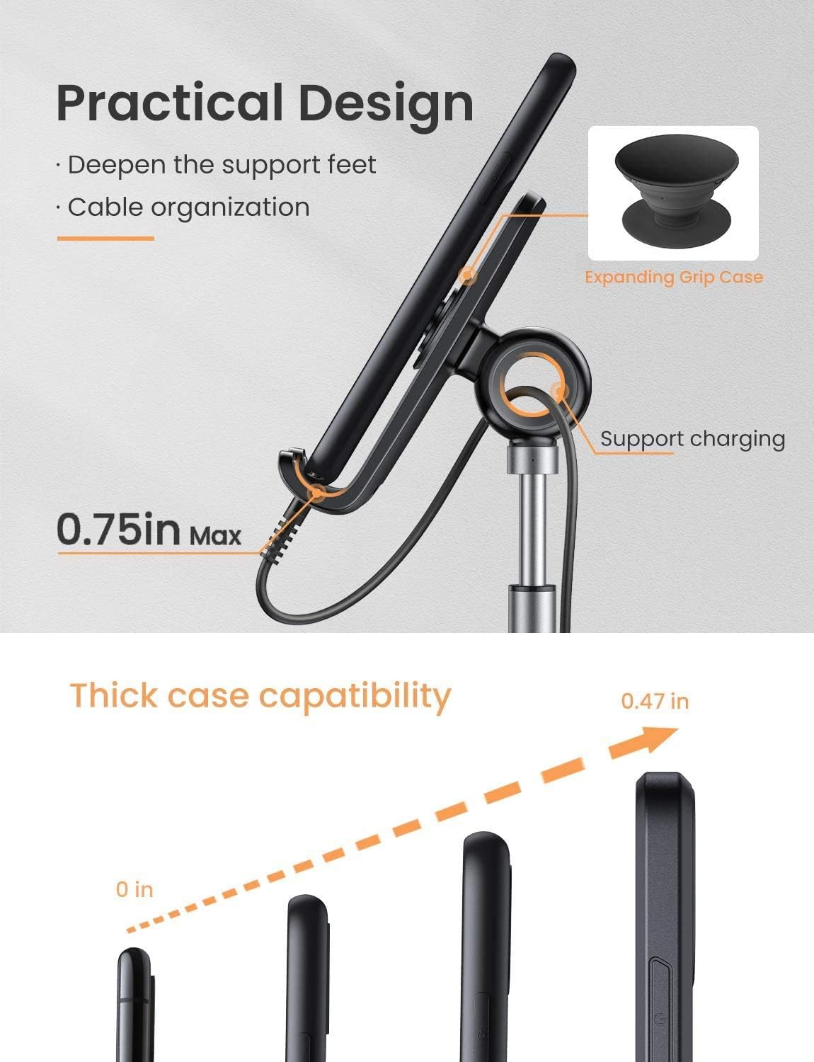 LISEN Cell Phone Stand Phone Holder for Desk Office Decor, Office Desk Accessories Women PC Gaming Essentials iPhone Stand Gadgets Men Gift for Father Fit OtterBox Case Switch iPad Air Tablet 4-10 in