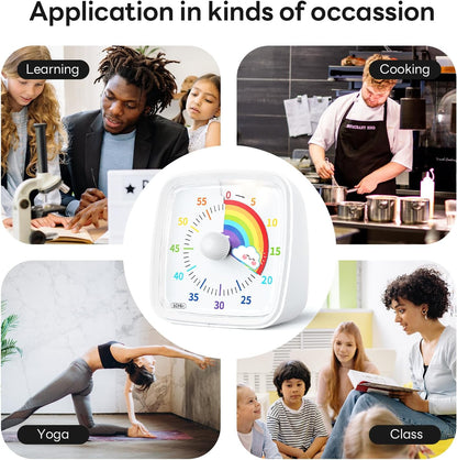 Yunbaoit Visual Timer with Night Light, 60-Minute Countdown Timer for Kids and Adults, Silent Classroom Timer, Time Management Tool for Home, School, or Work (Light Blue)