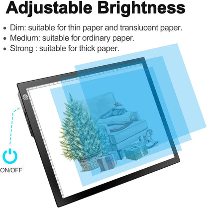 LitEnergy A3 Copy Light Board Tracing Box, Ultra-Thin Adjustable Drawing Tablet USB Power Artcraft LED Tracer Pad for Diamond Art Painting Accessories, Streaming, Sketching, Animation, Stenciling