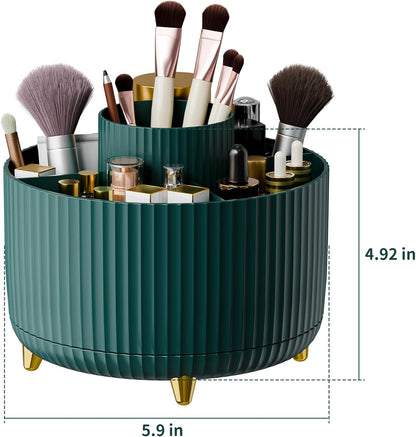fanado 360° Rotate Makeup Brush Holder Organizer, Makeup Organizers Countertop, Makeup organization and Skincare Storage for Vanity, Desktop, Bathroom (White)