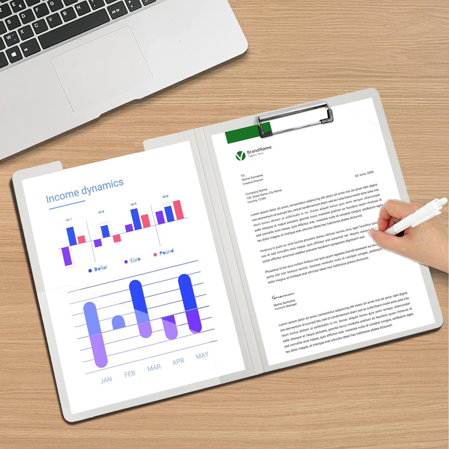 Clipboard Folder, A4 Foldable Clipboards with Pocket, File Cover Office Folder Clipboard, 360 Degree Foldable Storage Clipboards for Office, School or Medical Field, Green