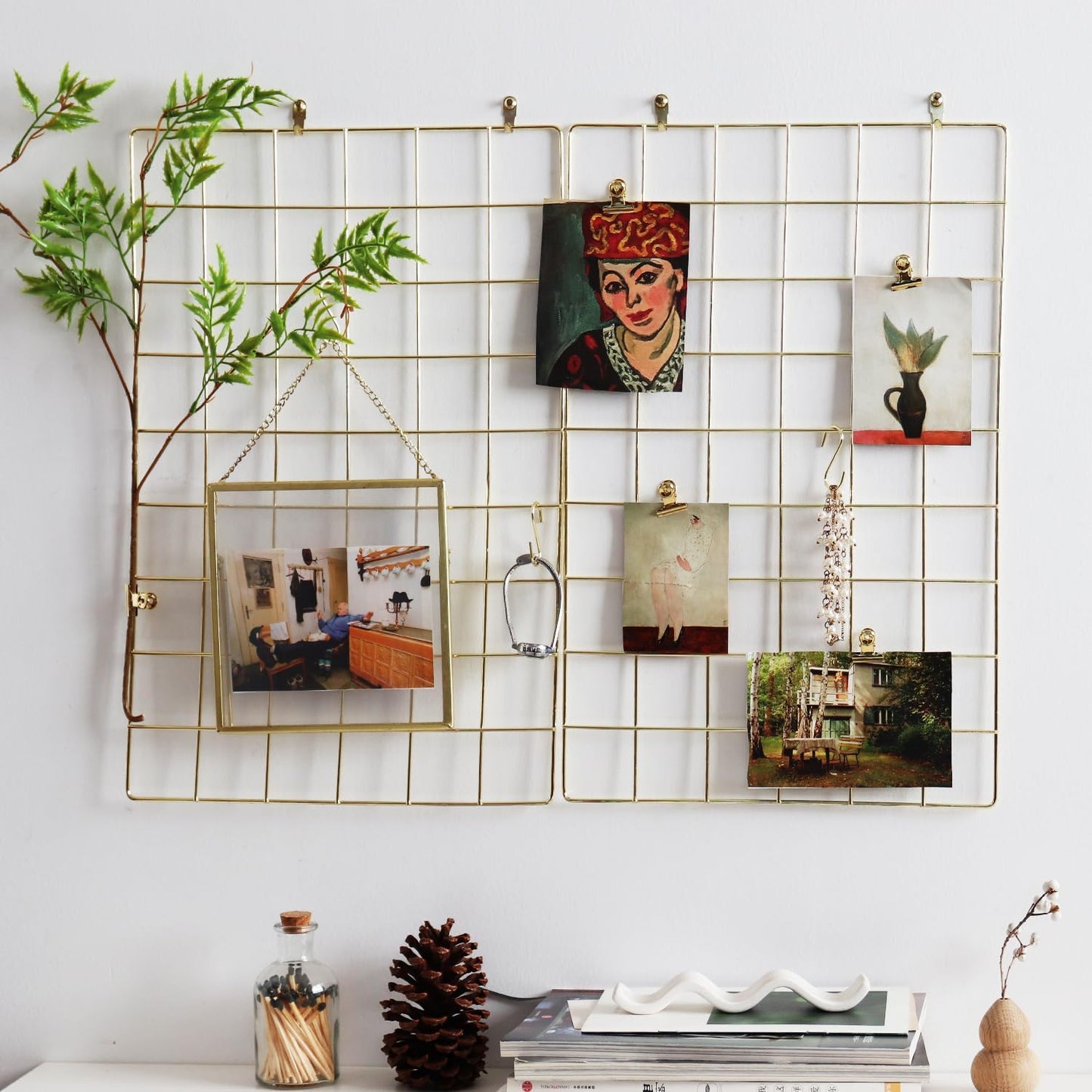Metal Mesh Wall Grid Panel for Photo Display,Message Board,Size: 17.5" x 11.8",Pack of 2 (Black)