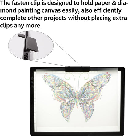 A4 Wireless LED Light Pad with Carry Bag, Innovative Stand and Top Clip, TOHETO Rechargeable Light Box Stepless Dimmable and 6 Levels Brightness Cordless Light Board for Tracing Weeding Vinyl (Black)