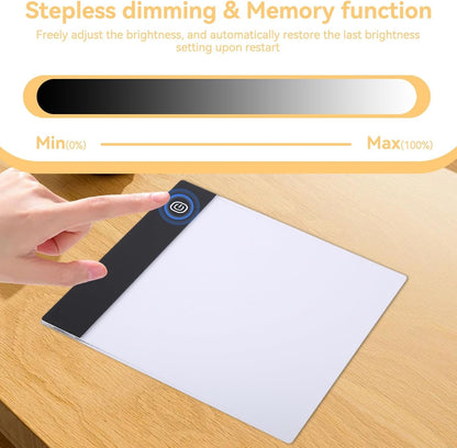 A5 LED Light Box, A5 Tracing Light Table LED Copy Board Lights Tracing Drawing Board Portable Diamond Art Painting Lights Boards Ultra Thin Adjustable for Sketching Animation