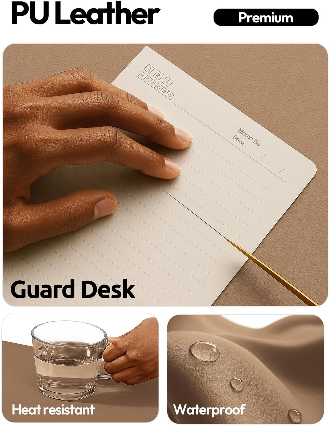 YSAGi Leather Office Desk Pad Protector, Large Mouse Pad, Non-Slip, PU Leather, Laptop Desk Blotter, Waterproof Writing Pad for Office and Home, Black, 23.6" x 13.8" - Colors A