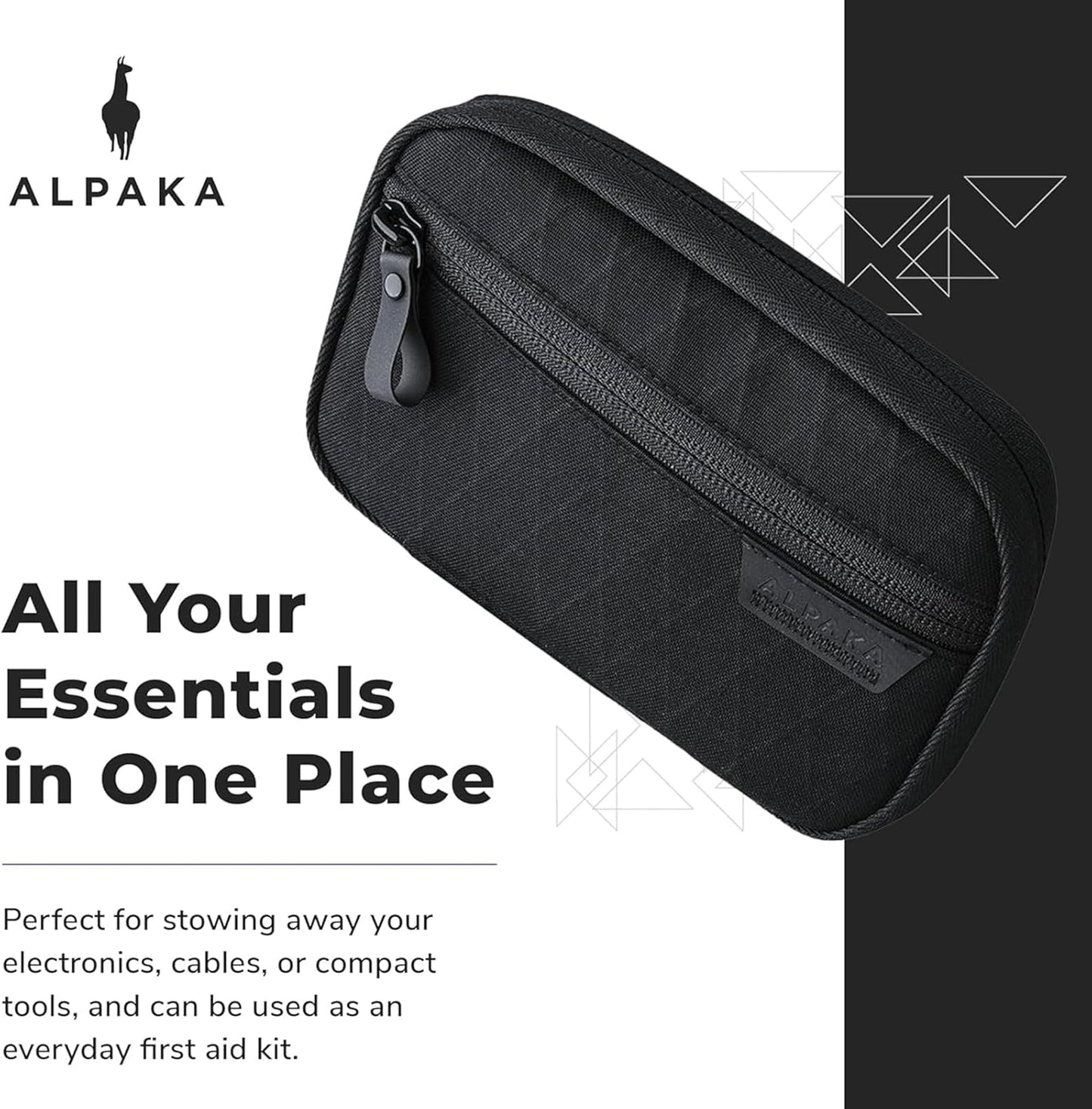 ALPAKA Admin Pouch Pro EDC Organizer - Small Tool Pouch with Smooth Zipper, Weatherproof Storage for Electronics, Cables, Travel Accessories - Black Axogrid 300D Fabric