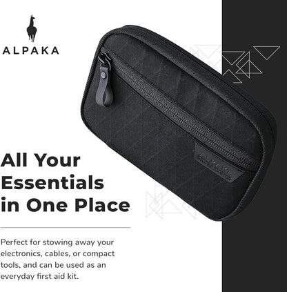 ALPAKA Admin Pouch Pro EDC Organizer - Small Tool Pouch with Smooth Zipper, Weatherproof Storage for Electronics, Cables, Travel Accessories - Black Axogrid 300D Fabric