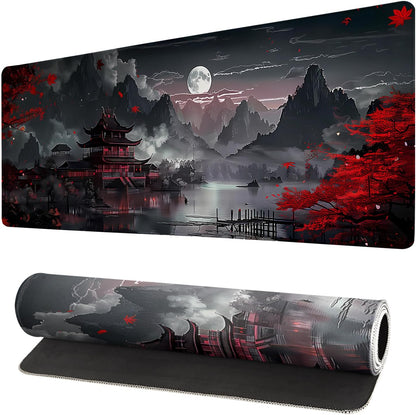 Japanese Mouse Pad, Large Japanese Desk Mat, XL Anime Gaming Keyboard Mat, Non-Slip Rubber Base, Big Extended Desk Protector for Home Office, 31.5”x11.8”