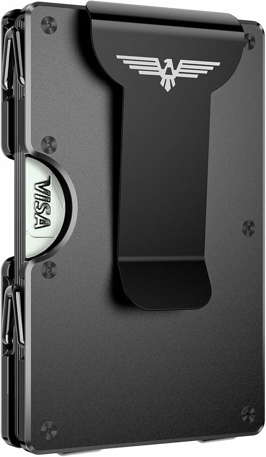 Upgraded Hinged Minimalist Wallet for Men | Slim Metal RFID Blocking Wallet | Credit Card Holder & Money Clip Holds 20 Cards | Premium Scratch-Resistant Finish | Ideal Gift for Men(AirTag Compatible)