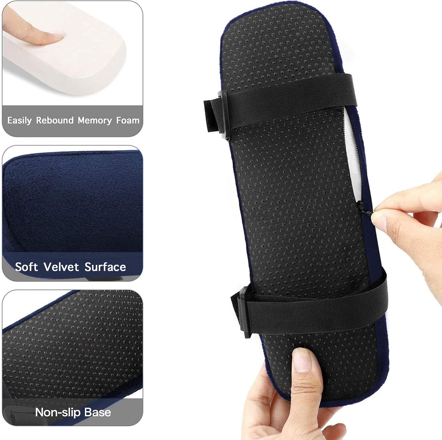 MOSISO Chair Armrest Pads (2 Pack), Memory Foam Home/Office Chair Arm Rest Covers Comfy Computer Gaming Elbow Cushion Removable Washable Elbow Support Forearm Pressure Relief, Black