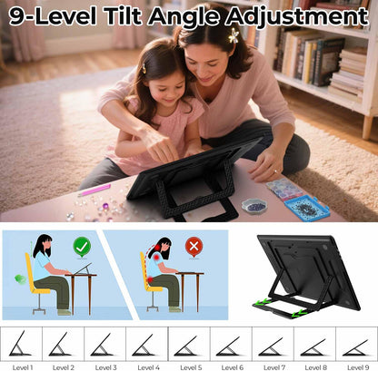 Heanolier Rechargeable A4 Light Board with Stand, 7100Lux Super Bright Magnetic Light Pad with Side Buttons, Wireless Light Box for Tracing, LED Light Table for Diamond Painting,Sketching,Drawing
