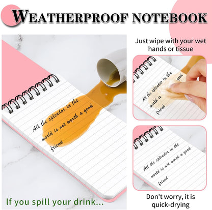 COIDEA Waterproof Notebook, 4 Pack Top-Spiral Pocket Notepad, 3" x 5" Weatherproof NotePad, All Weather Police Pocket Notebook Little Memo Steno Note Pads for Outdoor Office School Recording, Black