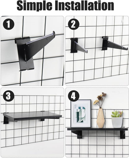 6 Pack Gridwall Shelf with Metal Brackets, 16"x 8" Wooden Gridwall Shelves Heavy Duty Gridwall Shelving Organizer Accessories for Garage, Visualizer, Workbench and Bitchenette (16x8x0.6)