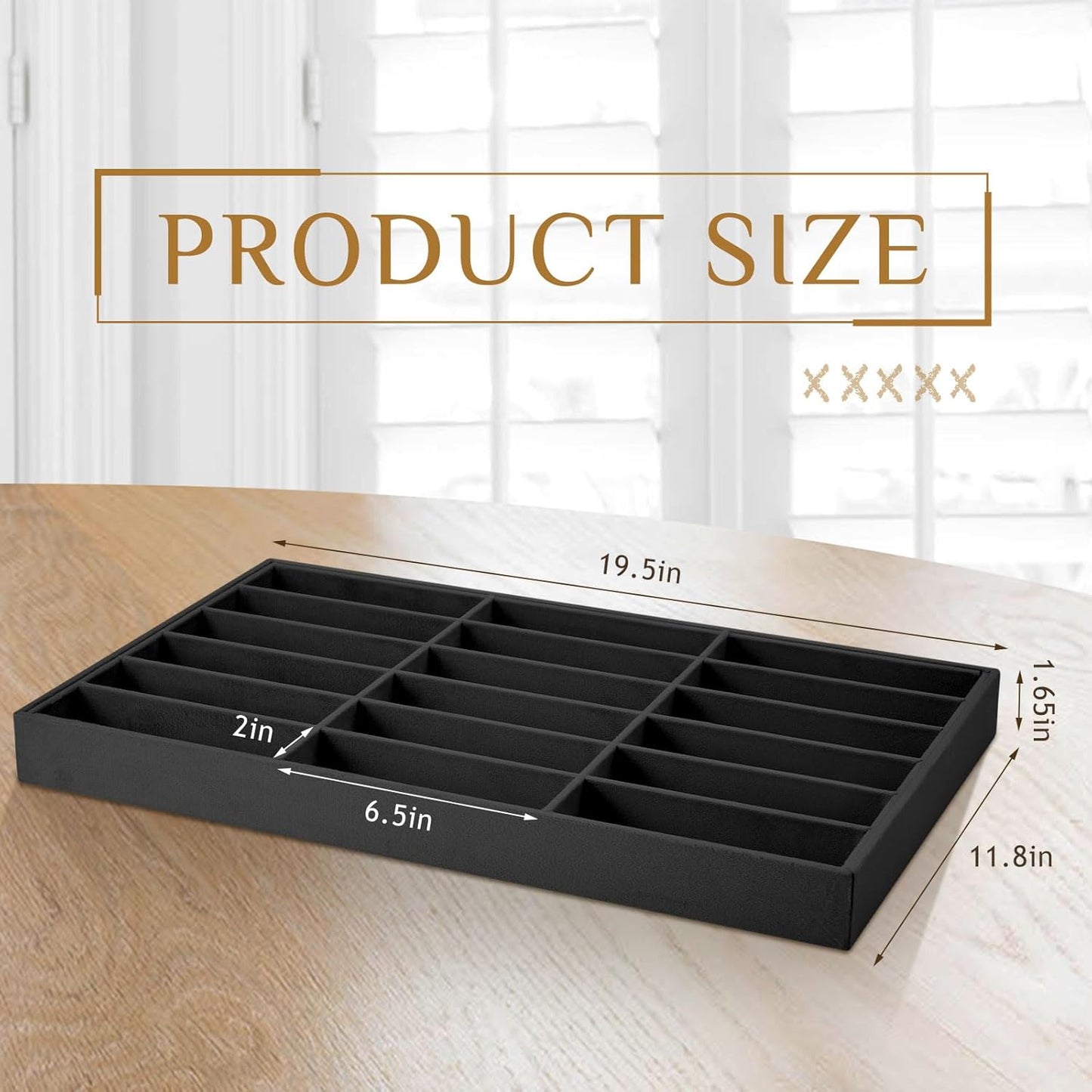 Amylove 2 Pcs Sunglass Organizer Trays Glasses Stackable Jewelry Trays Sunglass Organizer Display Box(8 Grids,Beige)