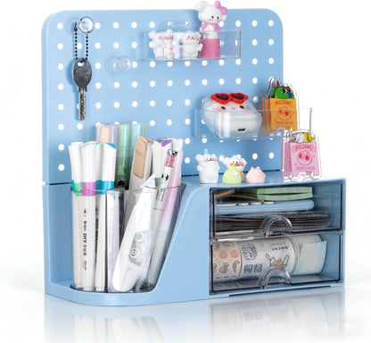 Comix 360° Rotating Pen Holder for Desk, Cute Pencil Holder Pen Organizer, Green Acrylic Pencil Cup Caddy with 5 Slots for Home School Office Supplies