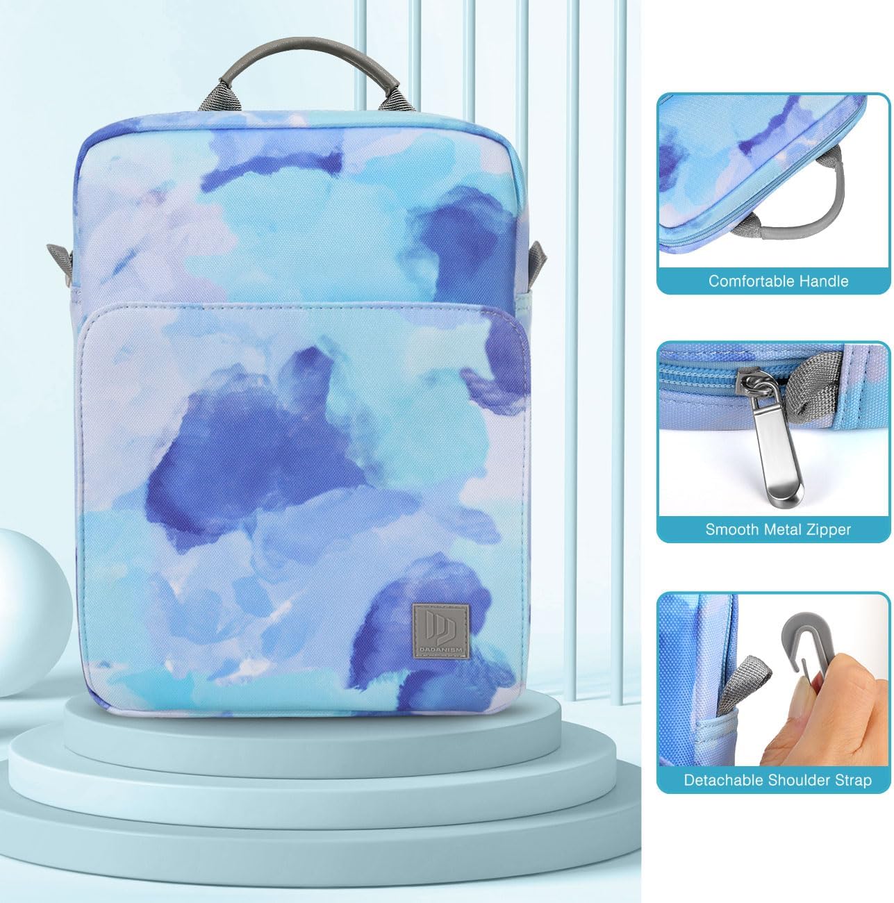 Dadanism 9-11 Inch Tablet Sleeve Bag Carrying Case with Shoulder Strap for iPad (A16) 11", iPad 10th Gen 10.9", iPad Air M4/Pro M5 11", iPad 9/8/7th 10.2", Galaxy Tab A11+ Plus 11", Cloudy Pink