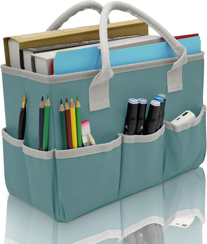 Cupohus Art Organizer Craft Storage Tote Bag with Pockets and Hadles, Oxford Fabric Carrying Caddy for Teacher, Officer, Artist, Traveler, and more – Pink