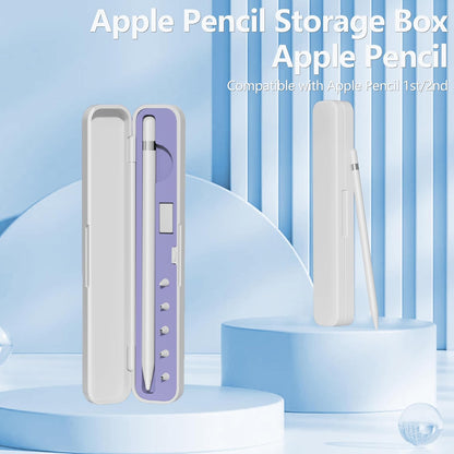 Inesore Pencil Case Compatible with Apple Pencil Pro/1st/2nd Gen/USB-C,Contain 5 Pack for Apple Pencil Tips Replacement Accessories (Purple Silicone Card Slot)