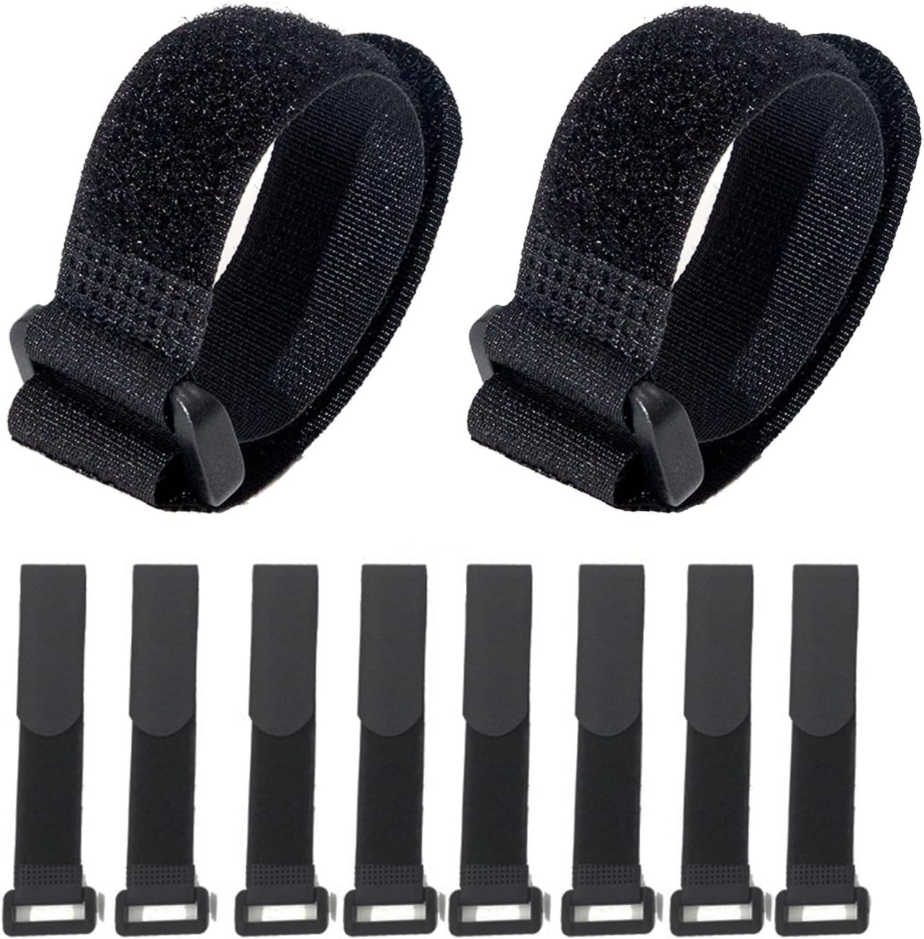 Fastening Nylon Strap with Buckle,10Pack Reusable Self-Adhesive Hook and Loop Cable Securing Straps,Adjustable Cinch Straps for Cords Organized and Tidy(1" x 8")