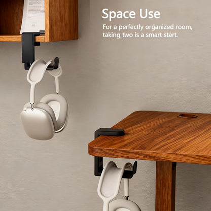 Universal Headphone Stand, Desk Mount Holder with 360 Degree Swivel, Gaming Headset Organizer, Clamp-on Under Desk Hanger with Cable Clip for Office, Home