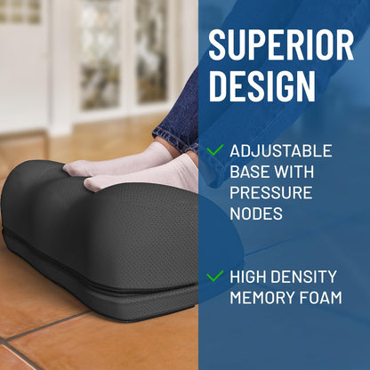Everlasting Comfort Foot Rest for Under Desk at Work - Memory Foam Office Foot Stool & Under Desk Footrest Leg Elevation Pillow for Gaming & Home Office, Supports Posture