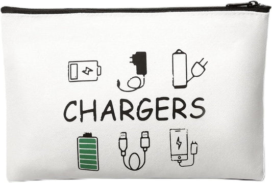 Charger Makeup Bag Charging Cable Organizer Bag Chargers Makeup Bags Zipper Pouch Cosmetic Bags Funny Toiletry Organizer Pouch Travel Gifts for Women Traveler Charging Cord Themed Accessories