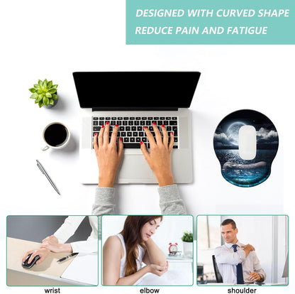 Mouse Pad with Wrist Support, Ergonomic Mouse Pad with Memory Foam Wrist Rest Cushion, Non-Slip Rubber Base Gaming Mice Pad for Home Office Computer Laptop, Flowers Grass