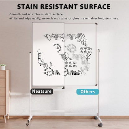 Large Whiteboard Easel with Stand, 36" x 24" Portable Standing Magnetic Dry Erase White Board, 3' x 2' Tripod Height Adjustable Flip Chart Easel for Home Office Classroom School, Silver