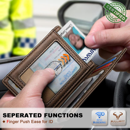 BULLIANT Men Airtag Wallet,Slim Wallet Money Clip Card Holder Magnetic Closure 12 Cards in Front Pocket RFID Blocking