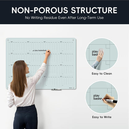 Magnetic Glass Whiteboard - Glass Dry Erase Board 48"x36" Large Frameless Board for Walls Office School and Home