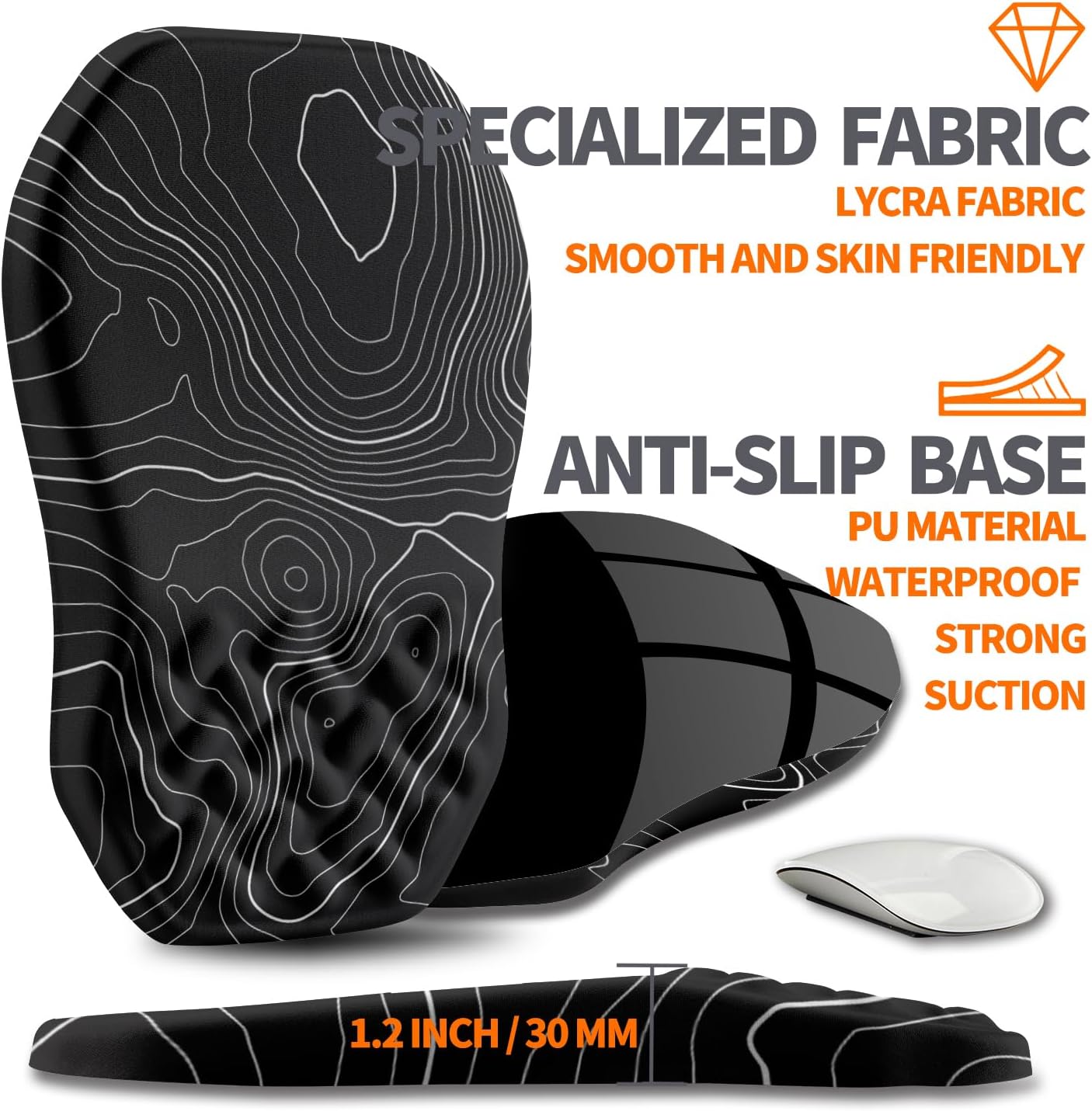 Ergonomic Slope Mouse Pad Wrist Support, Wrist Rest Mousepad for Carpal Tunnel Pain Relief with Massage Bulge and Slow Rebound Memory Foam (12x8 inch, Black)