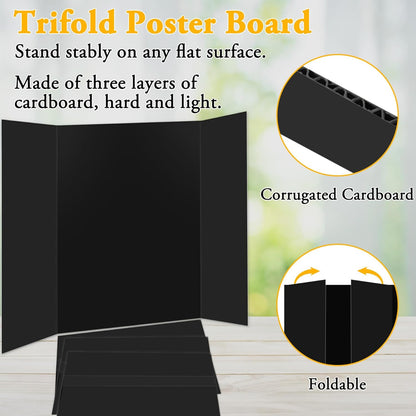 AKONEGE 3Pcs Small Trifold Poster Board, 21 x 14 inches White Tri Fold Poster Boards Corrugated Presentation Board Science Fair Display Boards for School Fun Projects, Exhibitions and Business