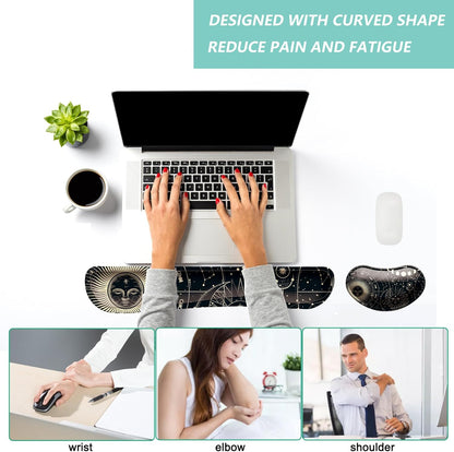 Keyboard Wrist Rest Mouse Wrist Support Set, Memory Foam Wrist Rest Pad for Computer Laptop Keyboard Mouse, Ergonomic Wrist Cushion Support for Typing Pain Relief, Gaming Home Office, Flowers Grass