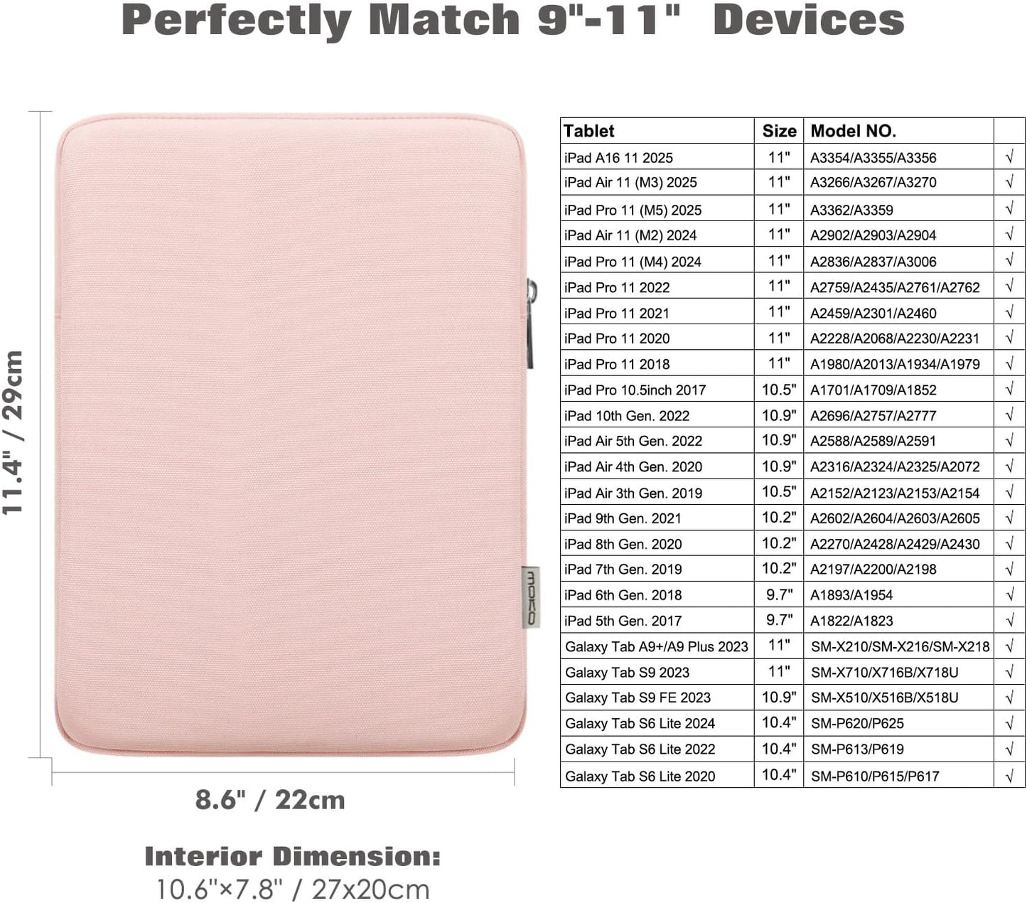 MoKo 7-8 Inch Tablet Sleeve Bag, Polyester Pouch Cover Case Fits iPad mini (A17 Pro) 8.3" 2024, iPad mini 6/5/4/3/2/1, Samsung Galaxy Tab S2 8.0, Tab A 8.0, ZenPad Z8s 7.9,Black