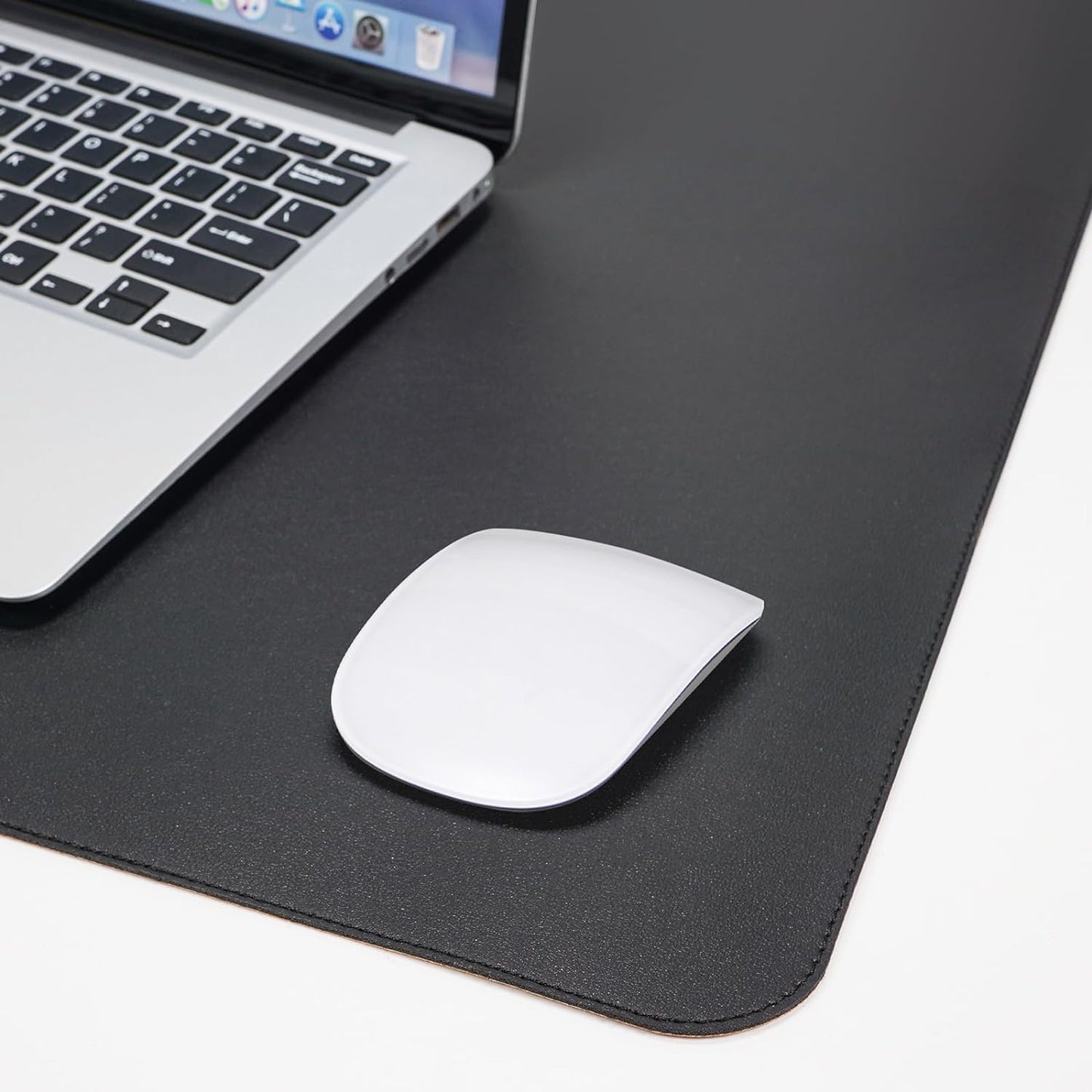 AFIING Large Desk Mat 47" x 17", Dual-Sided Natural Cork & PU Leather Desk Pad, Non-Slip Waterproof Mouse Pad for Office, Home & Gaming, Black